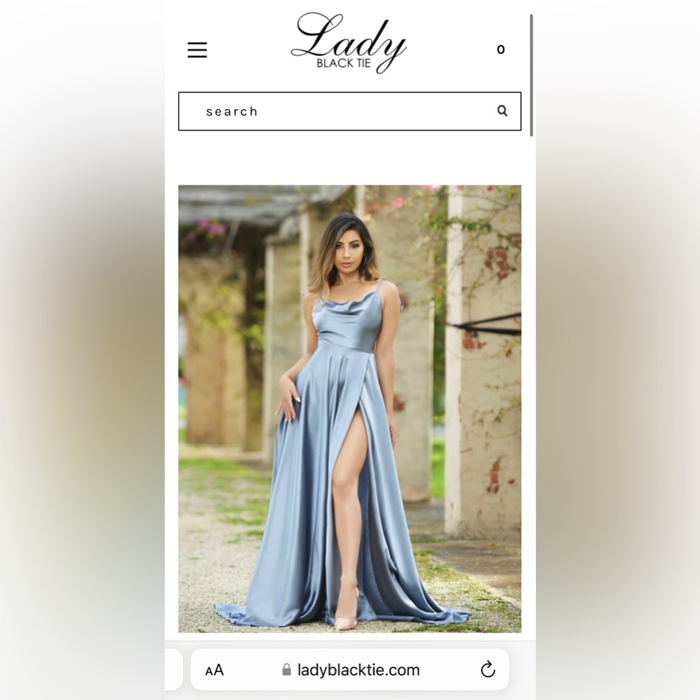 Lady Black Tie Dusty Blue Gown